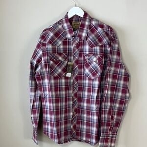 MEN'S WRANGLER RETRO® LONG SLEEVE SAWTOOTH SNAP POCKET WESTERN SHIRT BOURGOGNE